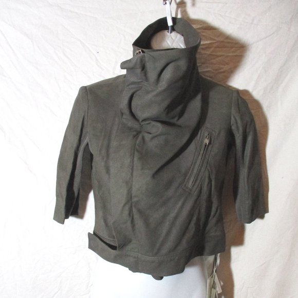 New NWT RICK OWENS CROPPED BIKER Moto jacket coat 42 DARK DUSK